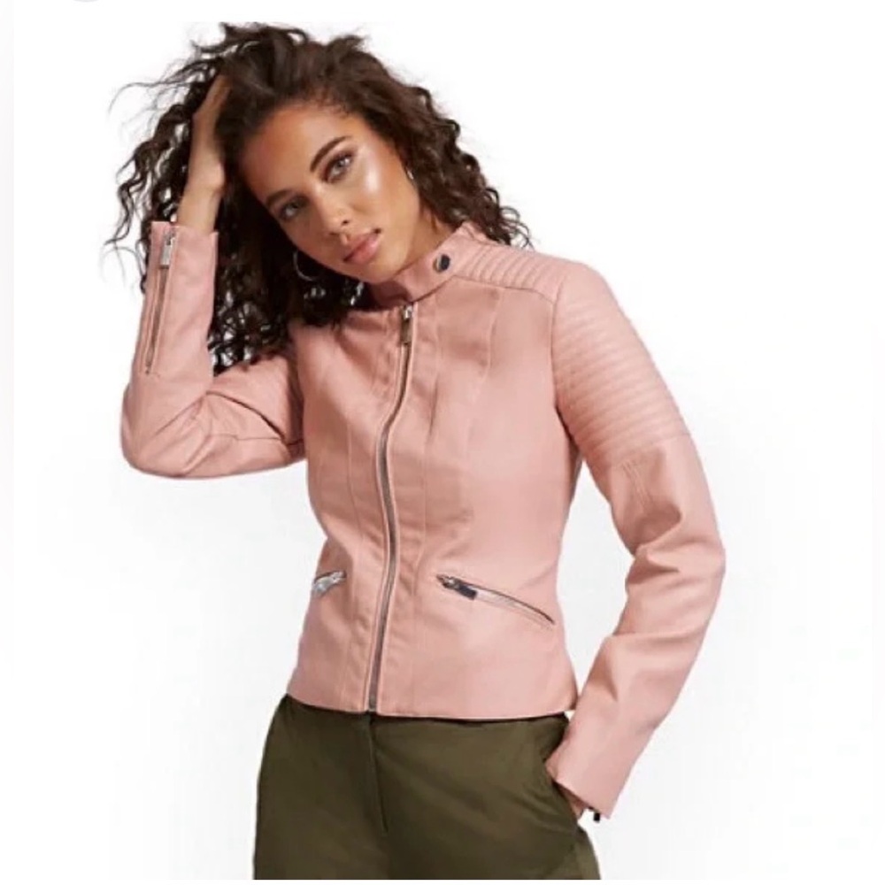 New York & Company Light Pink Leather Jacket